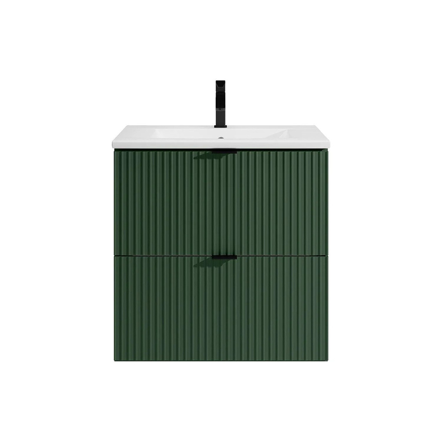 Zevini Einzelwaschtisch in Grün mit modernem mattem Design, Breite: 60 cm, Tiefe: 47 cm, Höhe: 60 cm - Bild 2