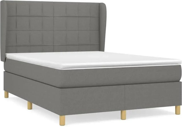 vidaXL Boxspringbett mit Matratze Hybrid-Design in Dunkelgrau, B/T/H: 140 x 200 cm - Bild 1