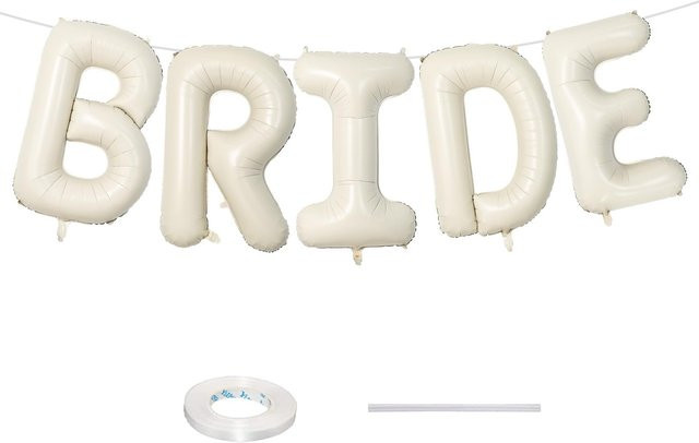 CJMYCW BRIDE Buchstabenballons aus Mylar-Folie in Beige und Gold zur Party-Dekoration für Hochzeit oder Valentinstag - Bild 1