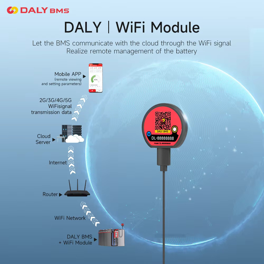 Daly Balance Smart BMS Zubehör mit Wifi, Bluetooth, LCD Display und Konverter für Lifepo4 16s 48V - Bild 2