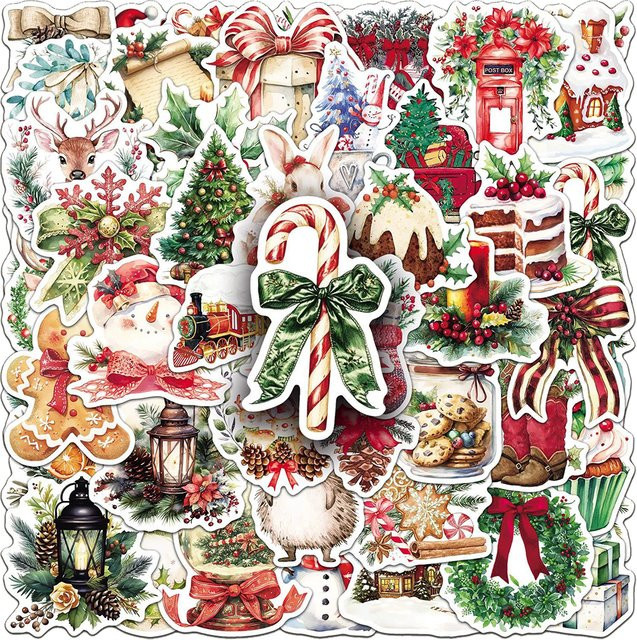 Kpustyle Vintage Weihnachten Graffiti Aufkleber Set in Multicolour zur Dekoration von Laptop, Telefon und Tagebuch - Bild 1