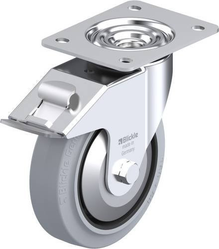 Blickle Lenkrolle mit Feststeller LE-POEV 160KAD-FI-SG-FA in Schwarz-Grau mit 160 mm Rad-Durchmesser und 300 kg Tragfähigkeit - Bild 1