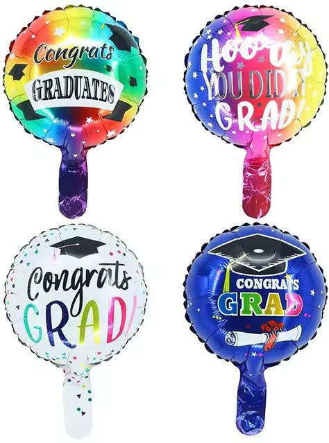50 Stück Happy Graduation Aluminiumfolienballons in Multicolour für die Abschlussfeier 2026, Durchmesser: 25,4 cm - Bild 1