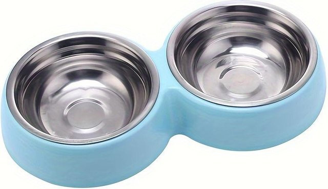 NATAWA 2-in-1 Haustierfutter- und Wassernapf-Set aus Kunststoff und Edelstahl mit rutschfestem Ständer in Blau - Bild 1