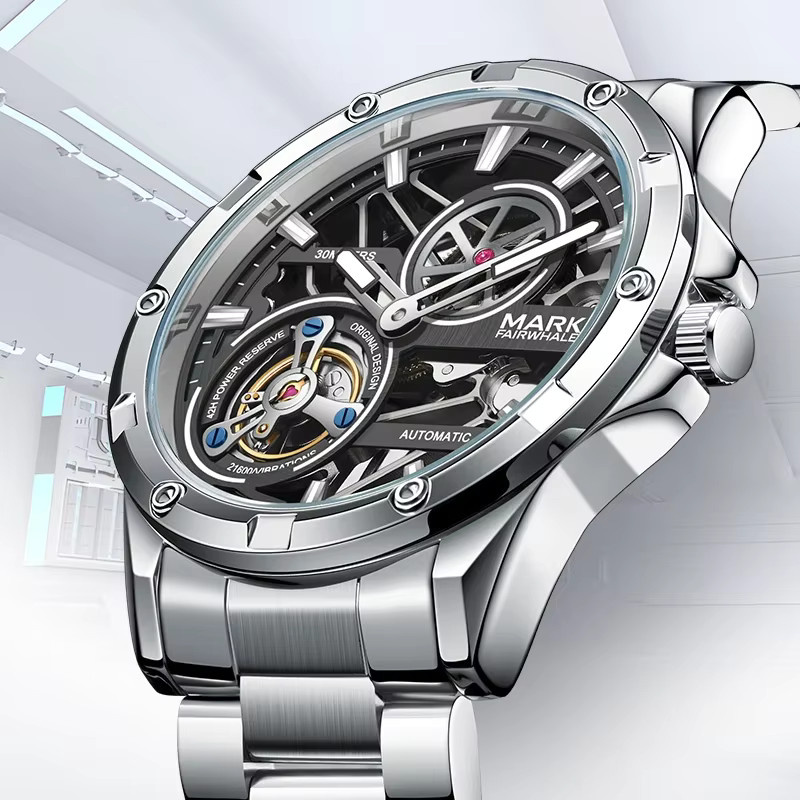 MARK FAIRWHALE Armbanduhr Tourbillon, Automatik, Edelstahl, Schwarz, Herren - Bild 4
