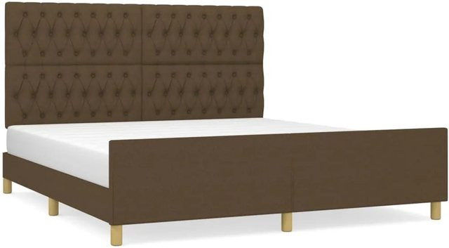 vidaXL Bettgestell mit Kopfteil in Dunkelbraun aus Stoff und Holz, B/T: 180 x 200 cm - Bild 1