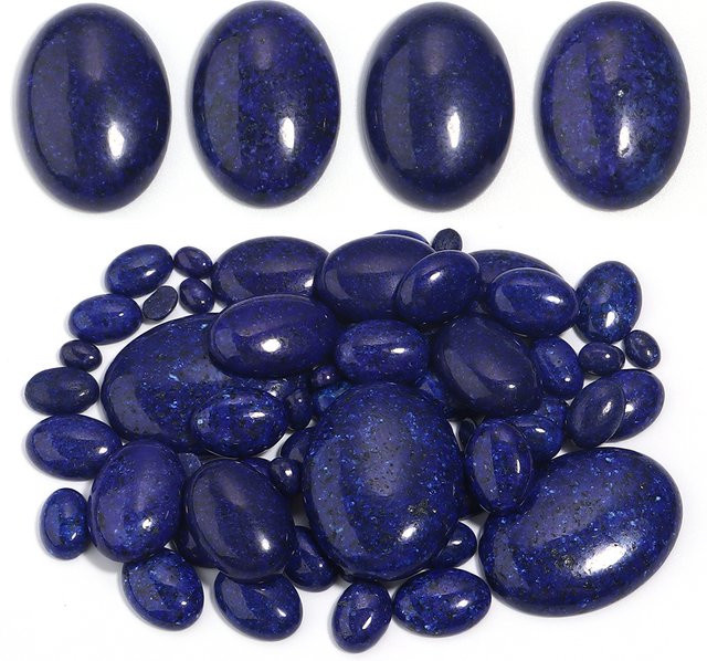 Lazurite Cabochon Perlen, Naturstein, Oval, Flatback, Unisex - Bild 1