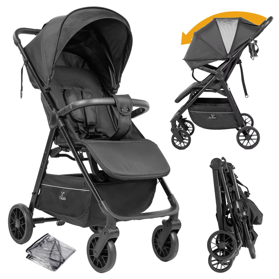 Magic ZC Reisebuggy Faltbarer Kinderwagen in Schwarz für Neugeborene und Kleinkinder mit Stoßdämpfer und drehbaren Vorderrädern - Bild 9