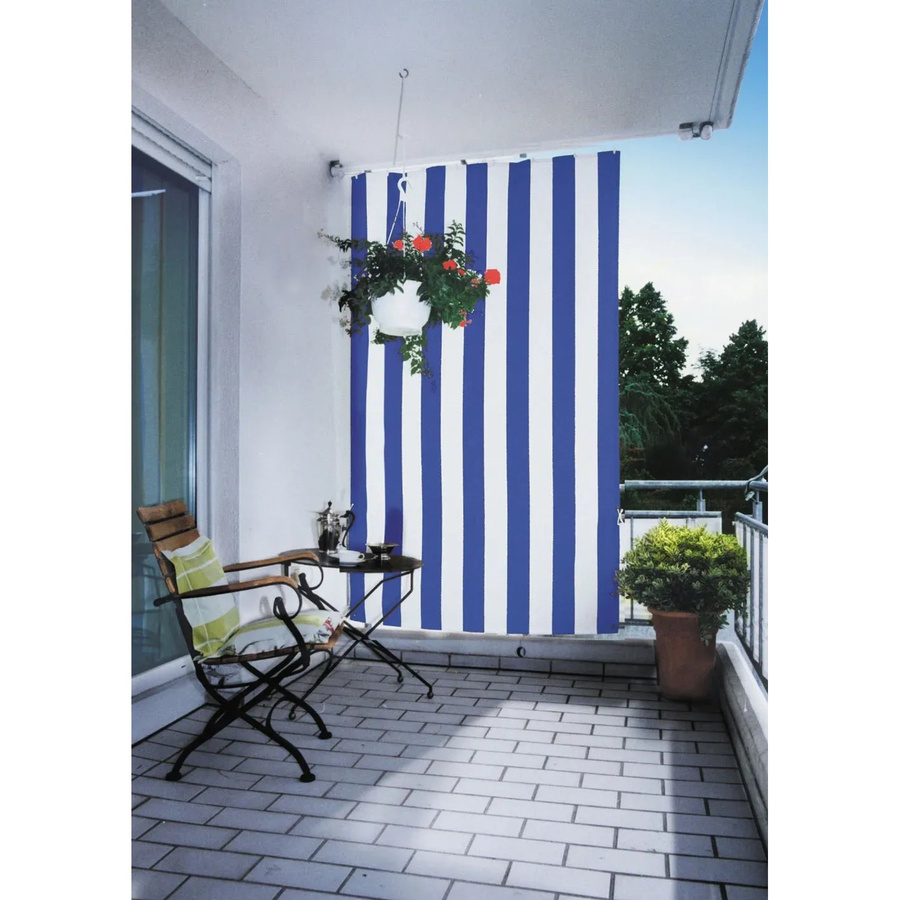 Floracord Senkrechtsonnensegel rechteckig Blau-Weiß B/B: 140 cm x H: 230 cm - Bild 2