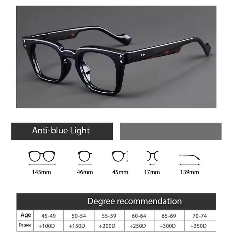 Hindfield Lesebrille, quadratisch, Vollrand, schwarz, Unisex - Bild 2