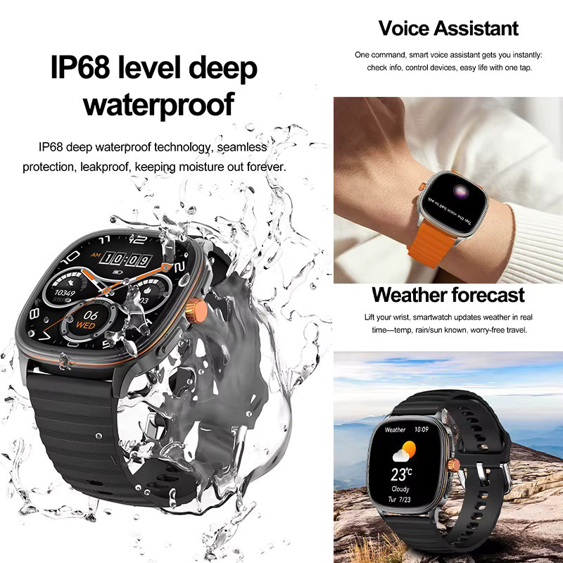 Yaocx Smartwatch für Herren in Orange mit NFC, Bluetooth-Anrufen, IP68 Wasserdichtigkeit, Herzfrequenz- und Schlafüberwachung sowie über 100 Sportmodi - Bild 6
