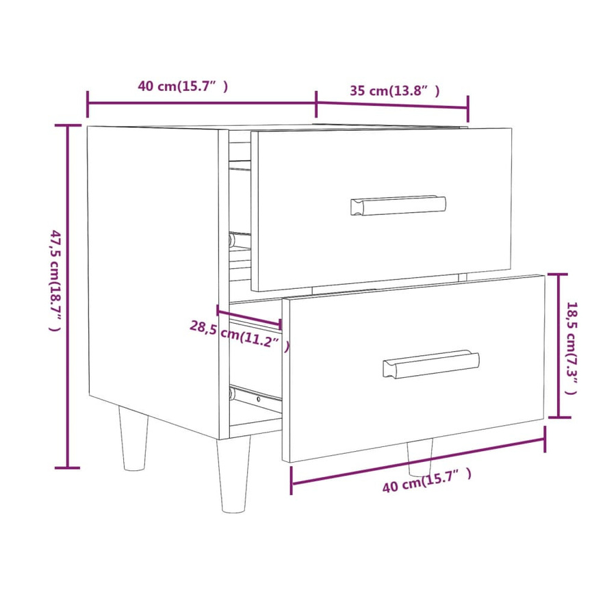 vidaXL Nachttisch aus Eukalyptusholz in Räuchereiche, Braun, B/T/H: 40 x 35 x 47,5 cm - Bild 3