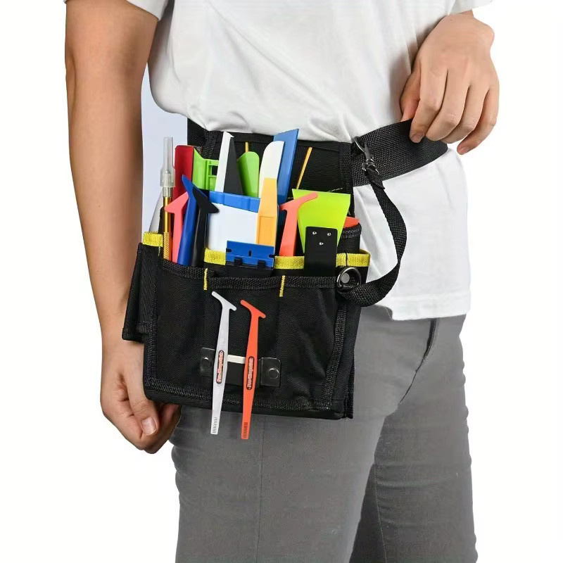 Multifunktionale Werkzeug-Hüfttasche in Schwarz mit verstellbarem Hüftgurt und mehreren Taschen für Elektriker und Handwerker, B/T/H: 24,0 x 17,0 cm - Bild 2