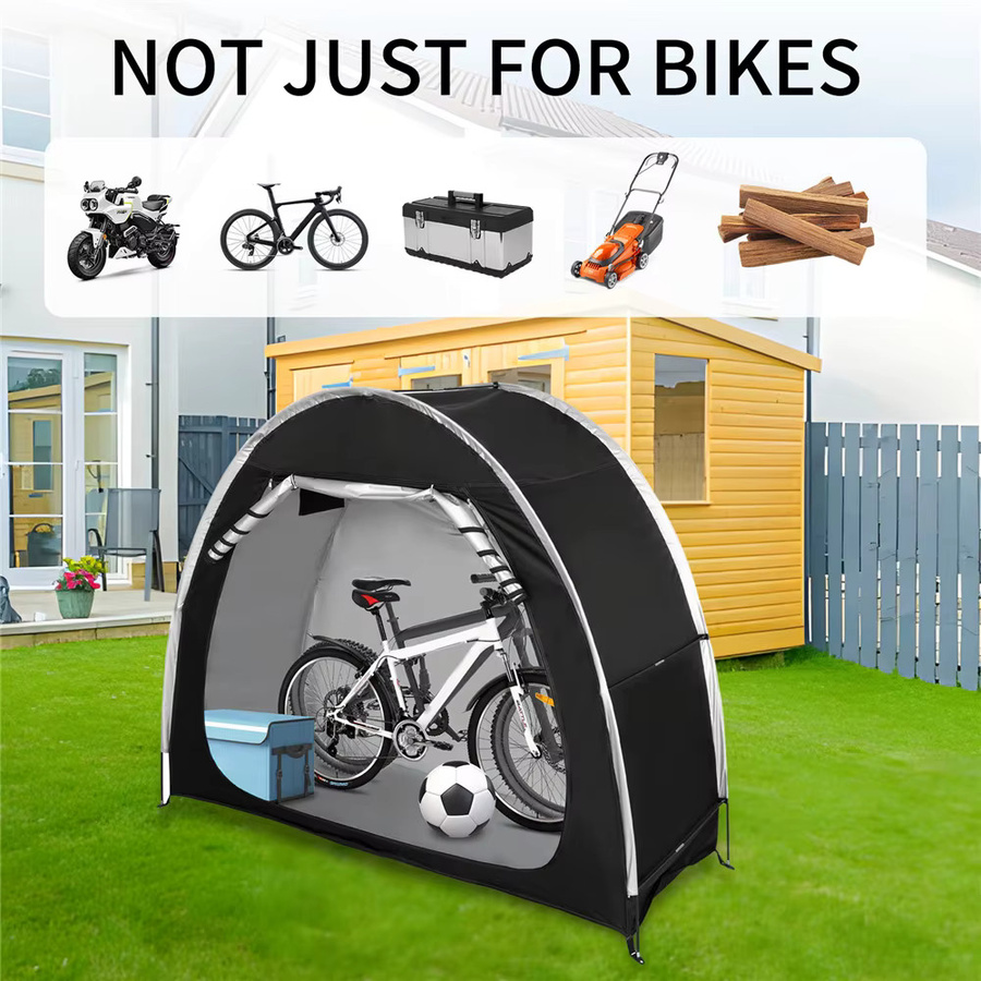 HGTUGO Fahrrad-Aufbewahrungszelt für 1-2 Fahrräder aus wasserdichtem 210D Oxford-Polyester in Schwarz - Bild 5