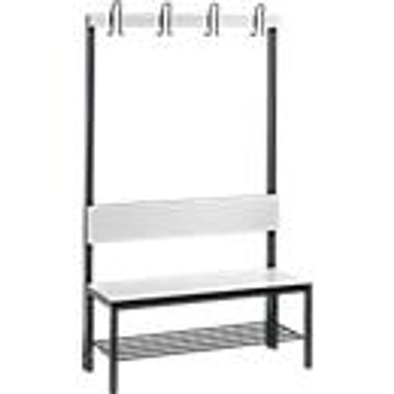C+P Garderobenbank Basic Plus mit Rückenlehne und Schuhrost, Farbe Schwarzgrau und Weiß, H 165,0 cm x B 100,0 cm x T 40,7 cm - Bild 2
