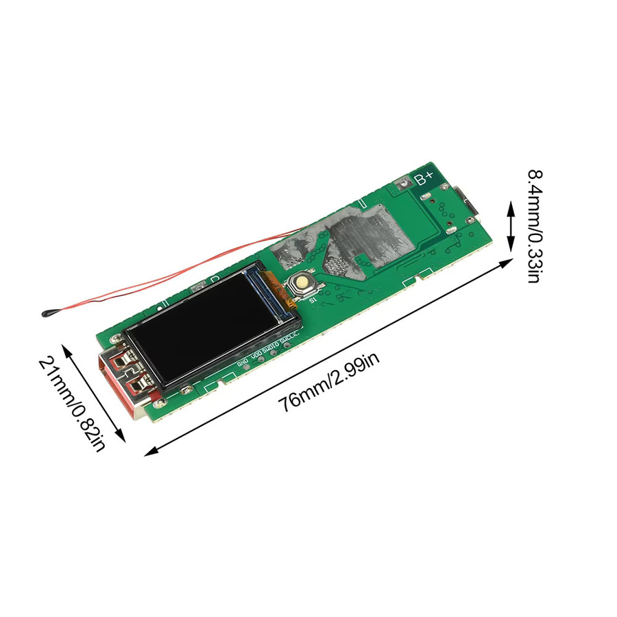 diymore DIY-Powerbank-Kit mit 22,5 W Schnelllademodul, TFT-Farbbildschirm und 21700-Batteriegehäuse in Grün - Bild 3