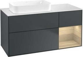 V&B Waschtischunterschrank Finion Wandbeleuchtung in matt blau lackiert B/T: 120 x 60 cm - Bild 1