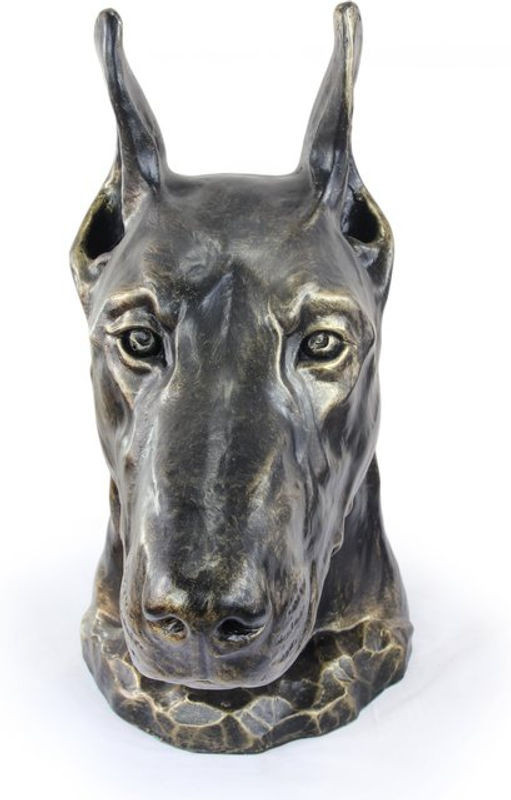 Art-Dog Dobermann Hundebüste aus Kunstharz in Braun und Bronze zur Dekoration für Garten und Wohnzimmer - Bild 1