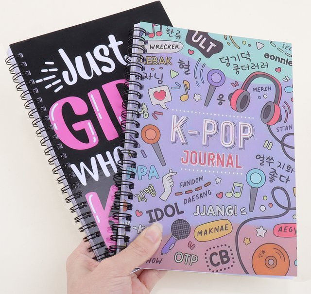 K-Pop Spiralnotizbuch mit 100 linierten Seiten in Rosa, Schwarz und Lila, Softcover Tagebuch für Teenager und Frauen - Bild 1