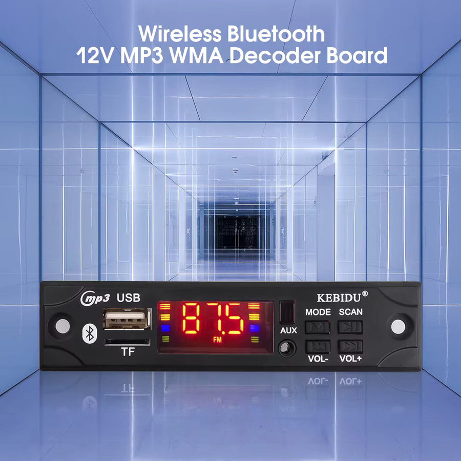 Kebidu Bluetooth FM Radio Modul für Auto Audio mit MP3 WMA Decoder Board, USB und TF Unterstützung, Schwarz - Bild 3