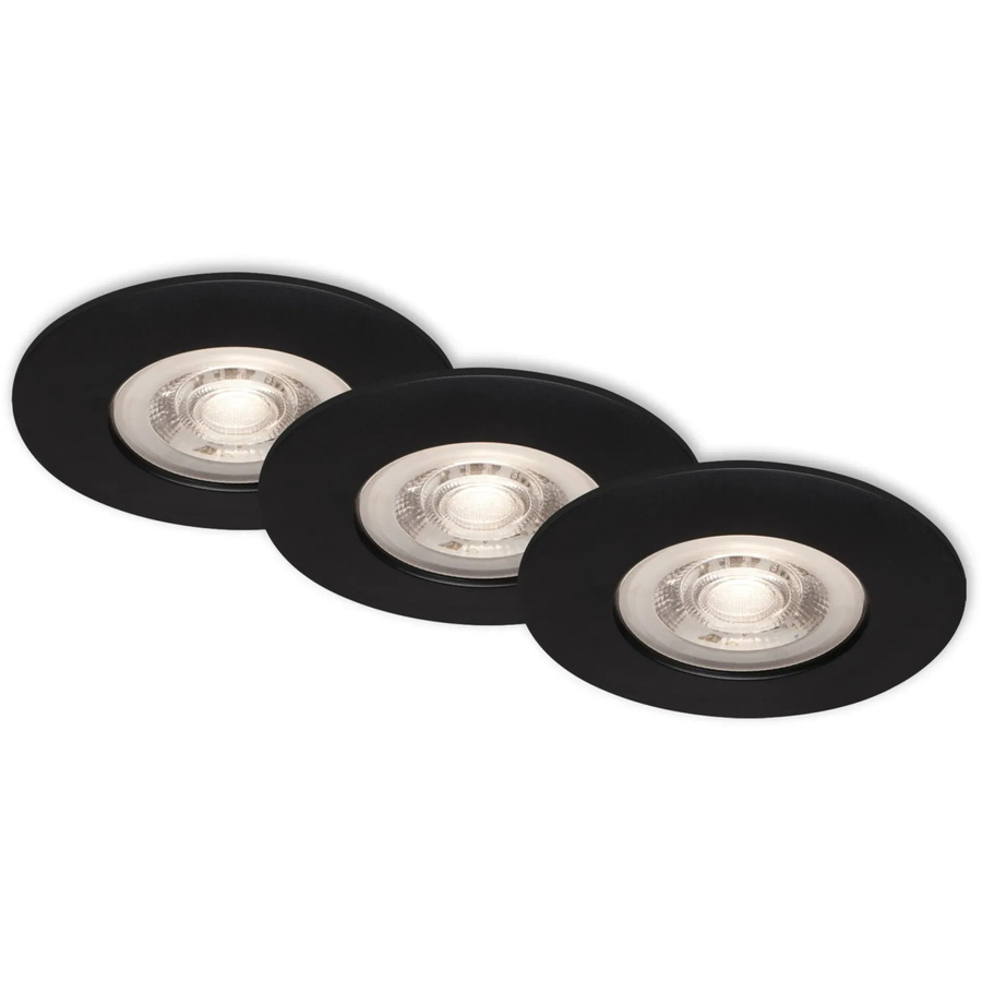Briloner LED Einbauleuchten Kulana 3er-Set, dimmbar, warmweiß, Schwarz-Matt, IP44 - Bild 2