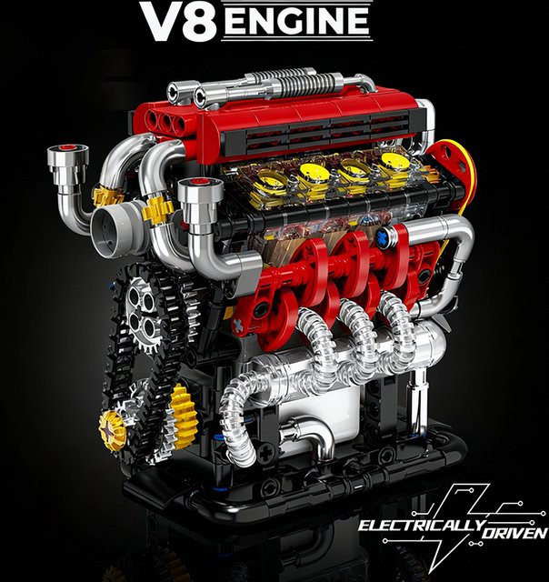 MENBIS V8 Auto-Motor Simulationsmodell, Elektrisch Angetriebene Bau-Spielzeuge, 538 Teile - Bild 1