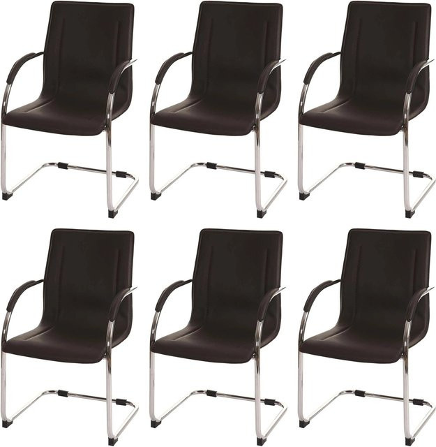 PROREGAL Konferenzstuhl Sammy 6er-Set Freischwinger in Braun mit Kunstleder und Stahlgestell, B/T/H: 56 x 56 x 93 cm, Sitzhöhe: 47 cm - Bild 1