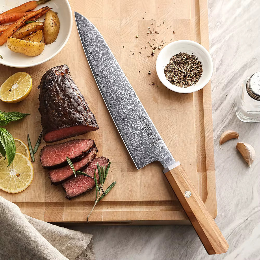HUAYIGRAND Japanisches Kochmesser aus 67-Lagen Damaszenerstahl mit Holzgriff, 8,2 Zoll Chef Knife für Fleisch und Gemüse - Bild 3