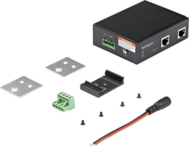 StarTech.com POEINJ30W Gigabit Ethernet Injektor in Schwarz für schnelles LAN mit 10/100/1000 Mbit/s und IEEE 802.3 Standards - Bild 1