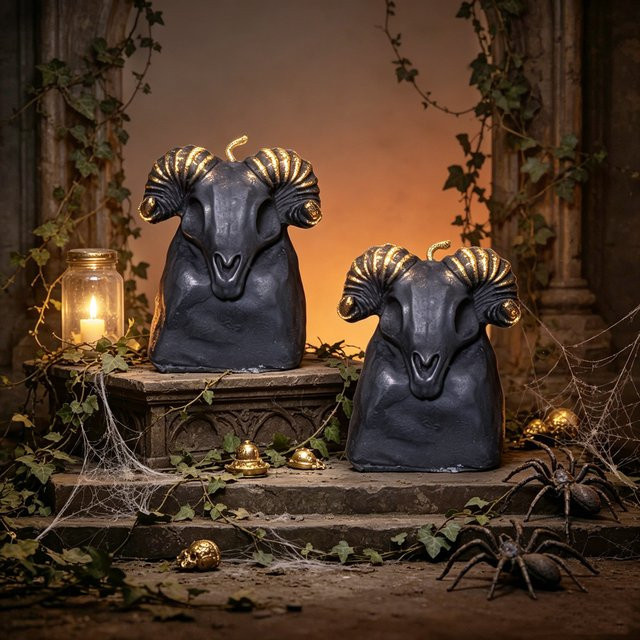 3D Gotische Widder-Totenkopf Silikon-Kerzenform für Baphomet Ziegenkopf-Design zur DIY Herstellung von Aroma-Kerzen, Seife und Harz, Halloween Dekoration - Bild 1
