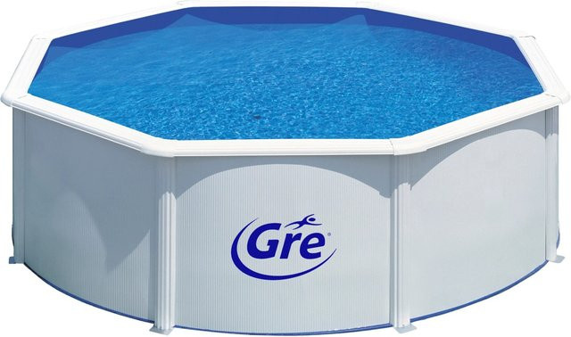 Gre Stahlwand-Pool Fidji Rund in Weiß mit Sandfilteranlage, Skimmer und Leiter, Durchmesser: 350 cm, Höhe: 120 cm - Bild 1