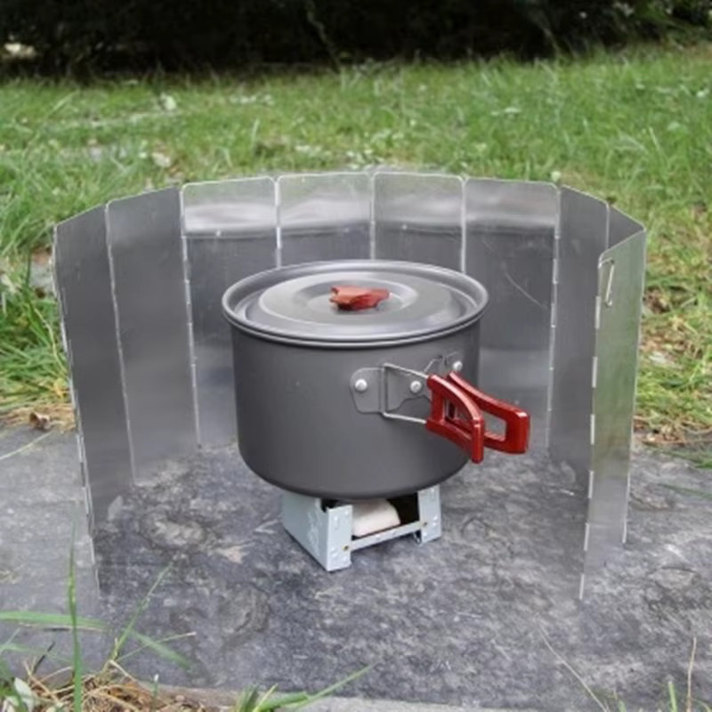 Windschutz aus Aluminiumlegierung für Gasherde und Kochbrenner, Silber, B/T/H: 83,0 x 24,0 x 9,0 cm - Bild 2