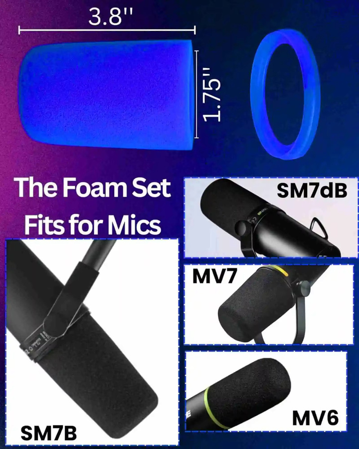 Shure RK345 Ersatz-Windschutz für SM7B und SM7dB Mikrofone mit blauem Haltering - Bild 4