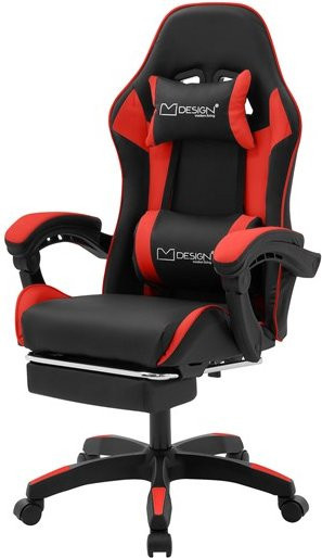 ML-Design Gaming Stuhl mit Fußstütze und Armlehnen in Schwarz-Rot aus Kunstleder - Bild 1