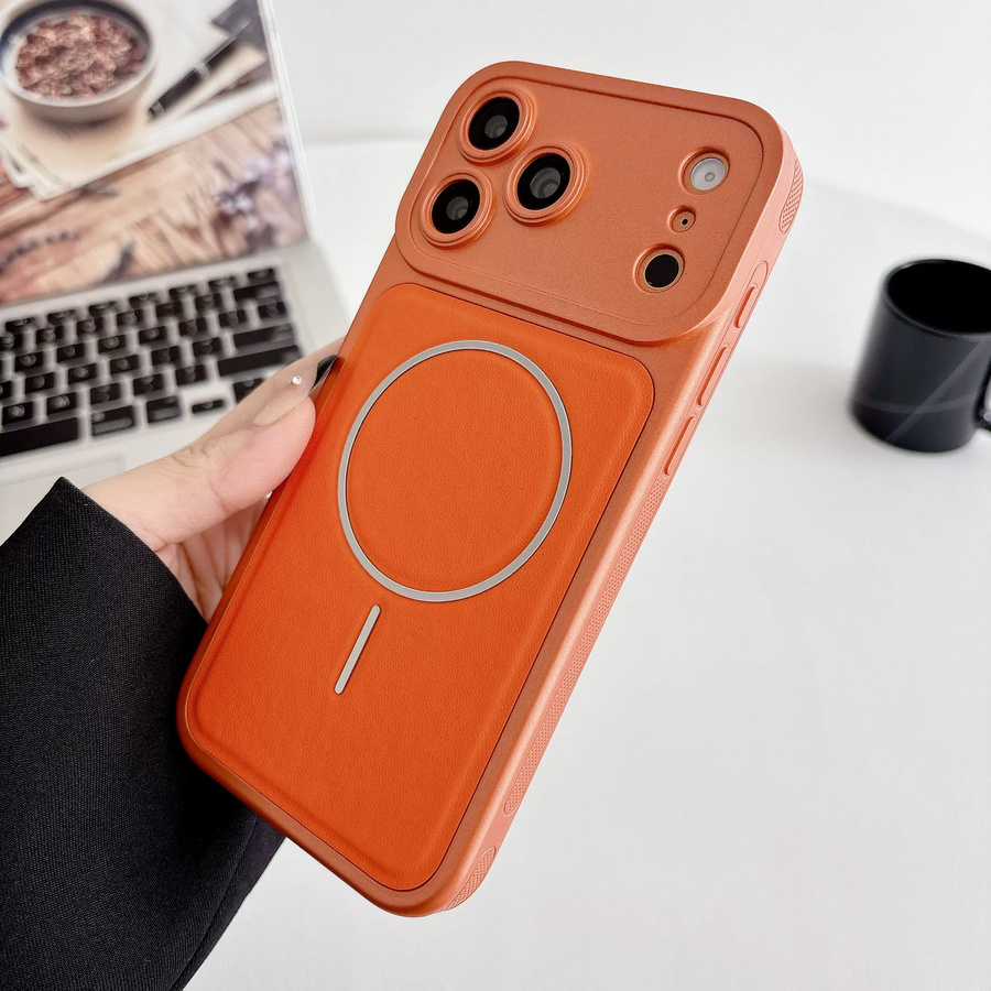 LICOERS Magnetische Lederhülle für iPhone 17 16 15 14 13 Pro Max, Matte Stoßfeste MagSafe Kompatible Schutzhülle, Schwarz - Bild 1
