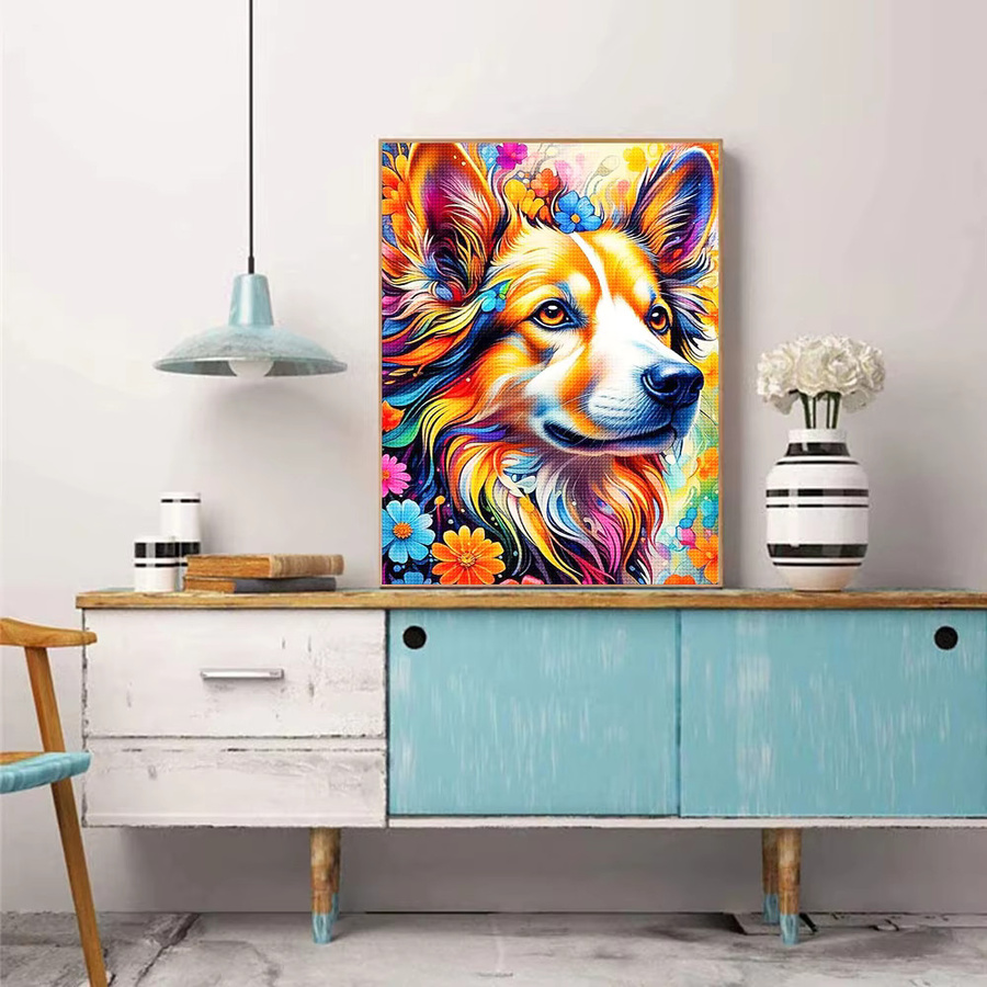 QIZITENG Diamond Painting Set mit Katzen und Löwen Motiv, DIY Kreuzstich-Set für Erwachsene, Mehrfarbig, B/H: 30 x 20 cm - Bild 2