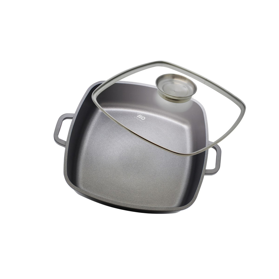 ELO Alucast Servierpfanne mit Glasdeckel und Aromaknopf, Schwarz, Durchmesser: 28 cm - Bild 2