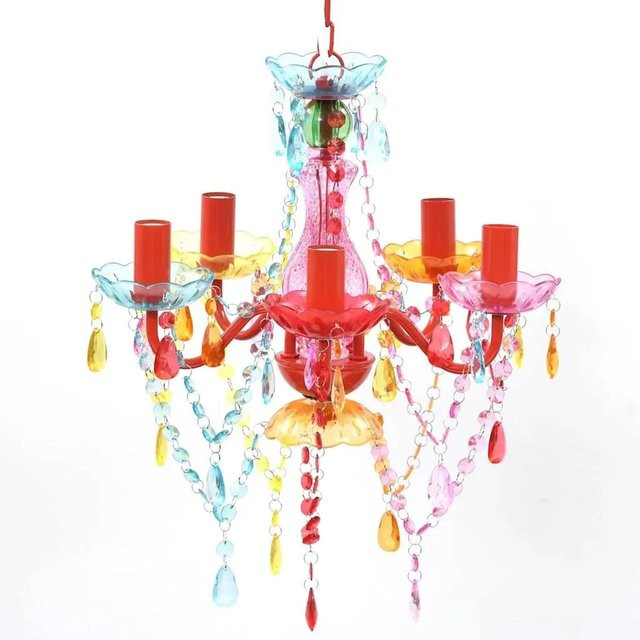 vidaXL Kronleuchter aus Acryl und Kristallglas in Mehrfarbig für Wohnzimmer, Schlafzimmer und Esszimmer mit 5 E14 Fassungen - Bild 1
