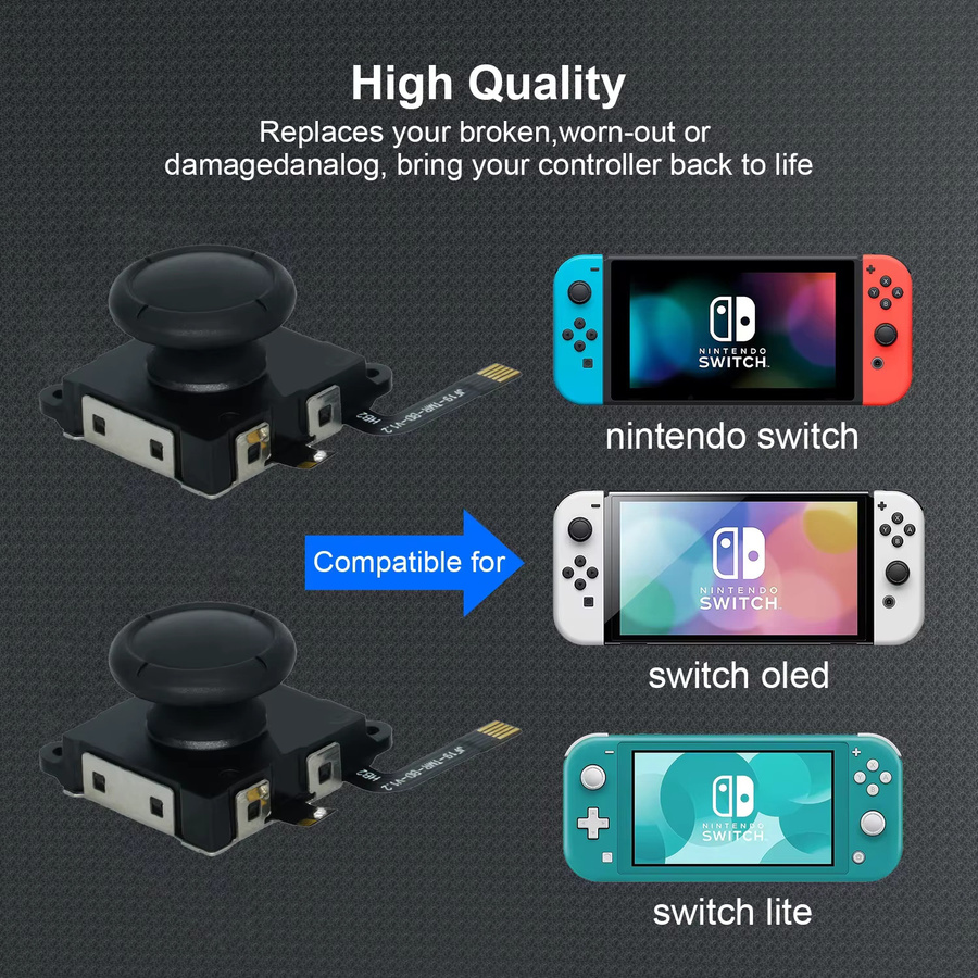 RGEEK TMR Elektromagnetischer Joystick ohne Drift-Effekt für Nintendo Switch OLED und Switch Lite, Schwarz - Bild 2