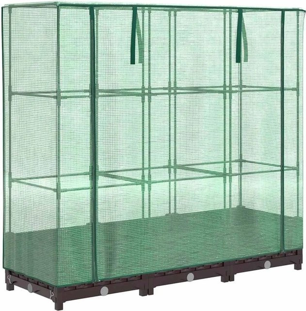 Furnicato Hochbeet mit Gewächshaus-Aufsatz und wasserfester Abdeckung in Braun in Rattan-Optik, B/T/H: 120 x 40 x 123 cm - Bild 1