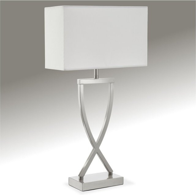tectake Avina Tischleuchte in Nickelfarben mit modernem Design und beschichtetem Eisengestell, B/T/H: 27 x 12 x 51,5 cm - Bild 1