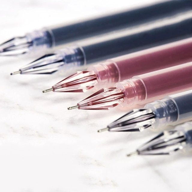 12er Set Mix-Gelstifte mit Diamantspitze, 0,38 mm, Tinte in Schwarz, Blau und Rot für Schule und Büro - Bild 1