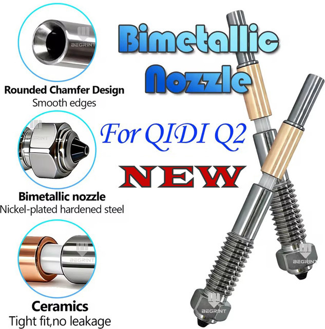 QIDI Q2 Bimetall-Düse mit Keramikisolierung in Silber für QIDI Q2 und Q2 Combo - Bild 1