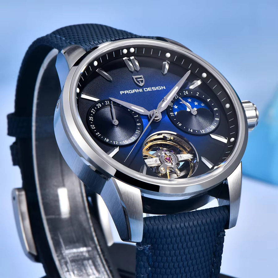 Pagani Design Automatik-Armbanduhr, Tourbillon, Edelstahl, Saphirglas, Herren - Bild 4