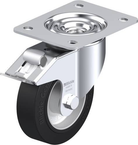 Blickle Lenkrolle LK-ALEV 125K-3-FI mit Feststeller in Schwarz und Silber, Rad-Durchmesser: 125 mm, Tragfähigkeit: 250 kg - Bild 1