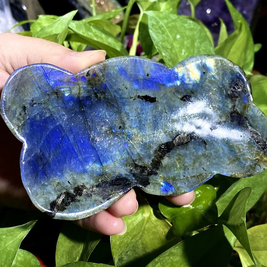 Handgeschnitzte Schüssel aus natürlichem Labradorit-Kristallstein in Blau von CrystalHola - Bild 2