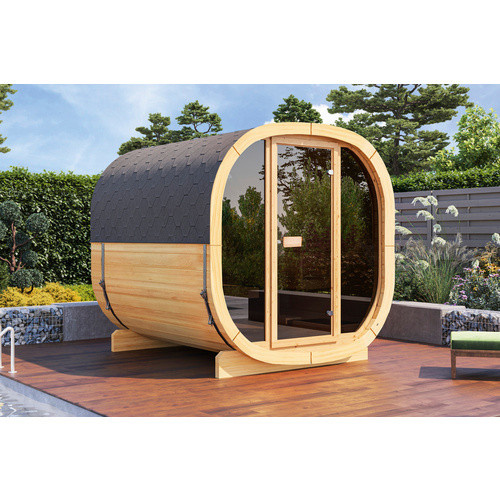 WOLFF FINNHAUS Gartensauna Colm 2123 aus Fichtenholz für 4 Personen, Farbe: beige, B/H/T: 210 x 210 x 230 cm - Bild 2