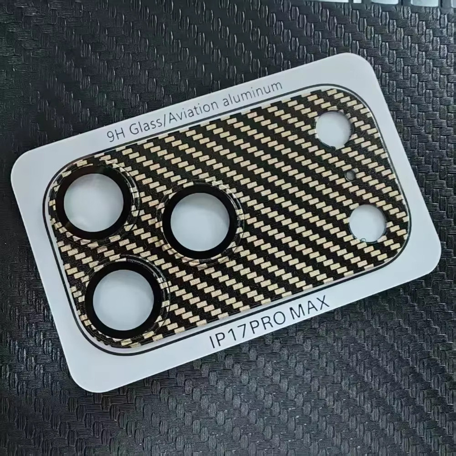 Kohlefaser-Kevlar Objektivschutz mit Glasabdeckung für iPhone 17 Air und iPhone 17 Pro Max in Orange - Bild 1