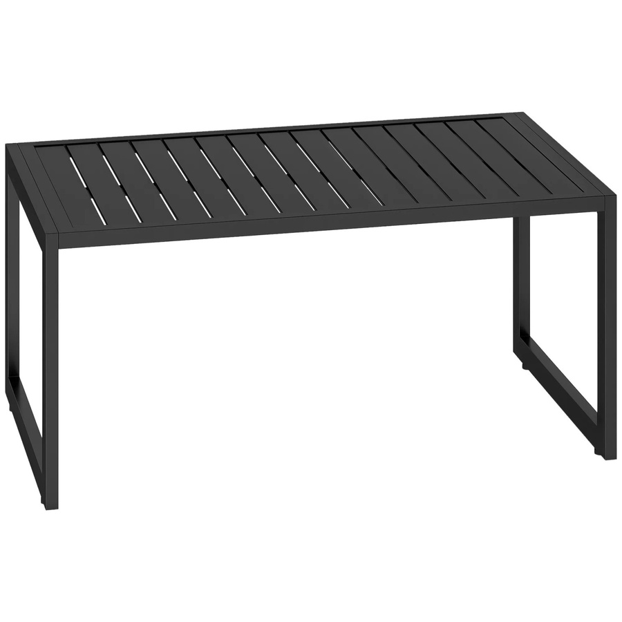 Outsunny Beistelltisch aus Aluminium in Schwarz mit Latten-Design, B/T/H: 50 x 90 x 42 cm - Bild 2