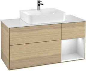 V&B Waschtischunterschrank Finion Wandbeleuchtung in Eiche lackiert, Breite: 120 cm, Tiefe: 50,1 cm, Höhe: 50,1 cm - Bild 1